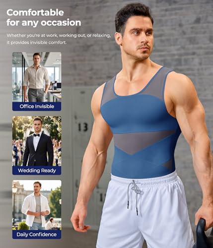 TAILONG Men's Compression Shirt for Body Shaper Slimming Vest Tight Tummy - image 7