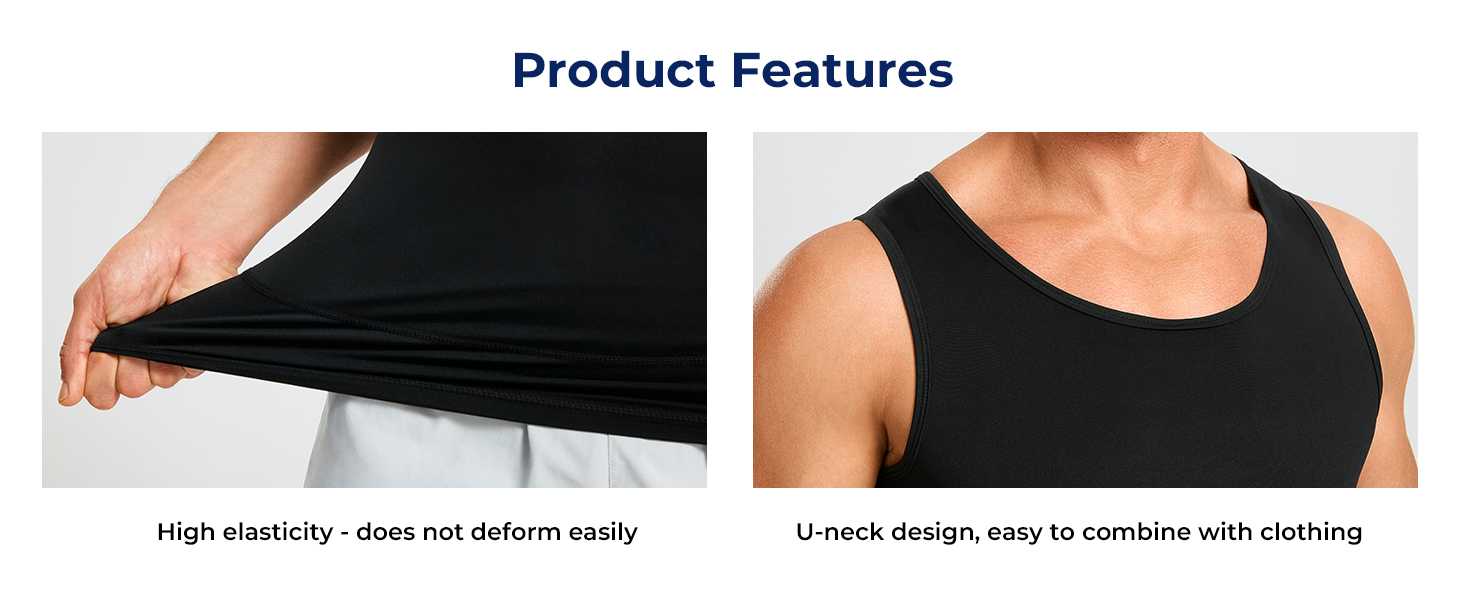 TAILONG Compression Shirts for Men Slimming Body Shaper Vest Tank Top Undershirt Tummy Control Shapewear