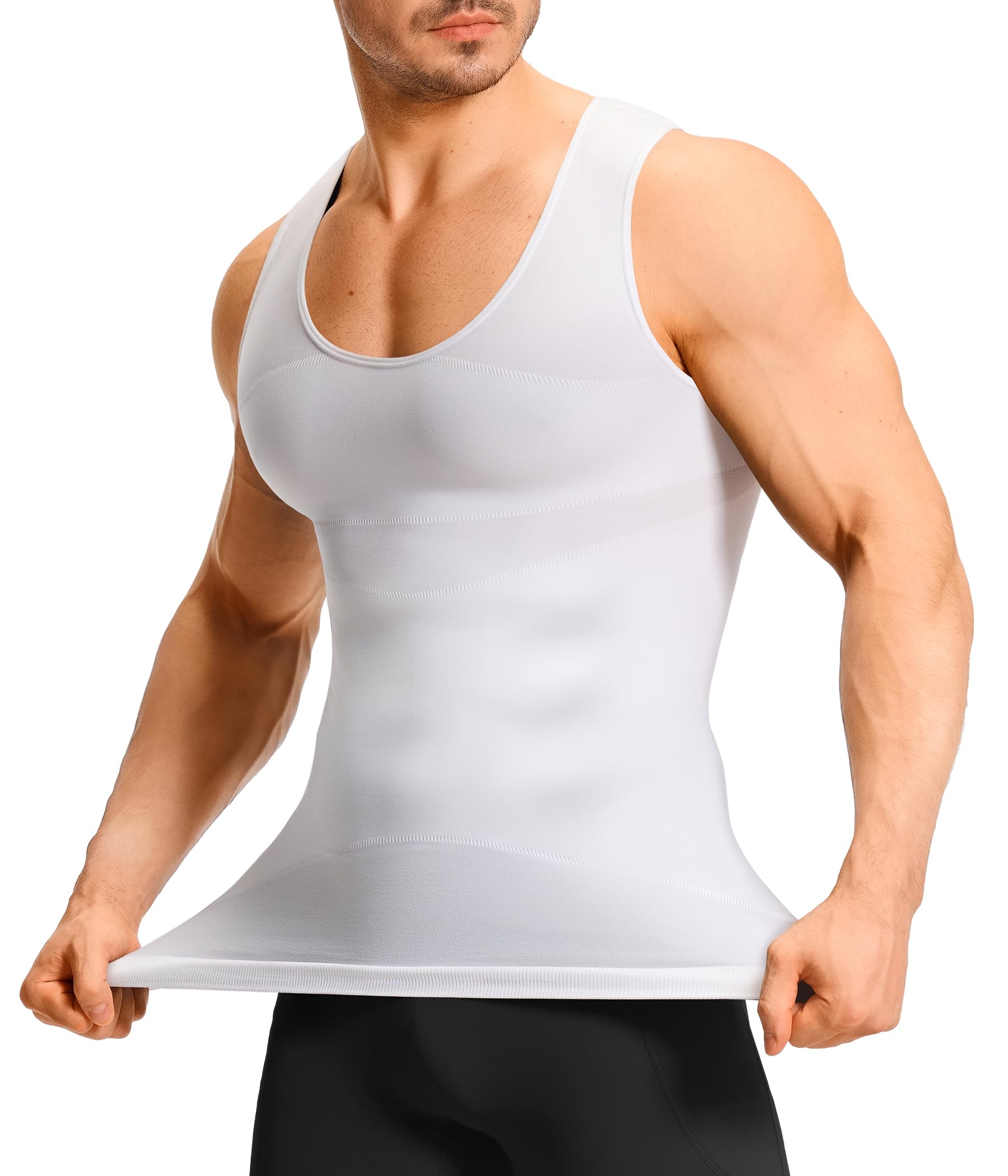 Mens Compression Shirt - Slimming Body Shaper Sleeveless Workout Tank Top - image 1