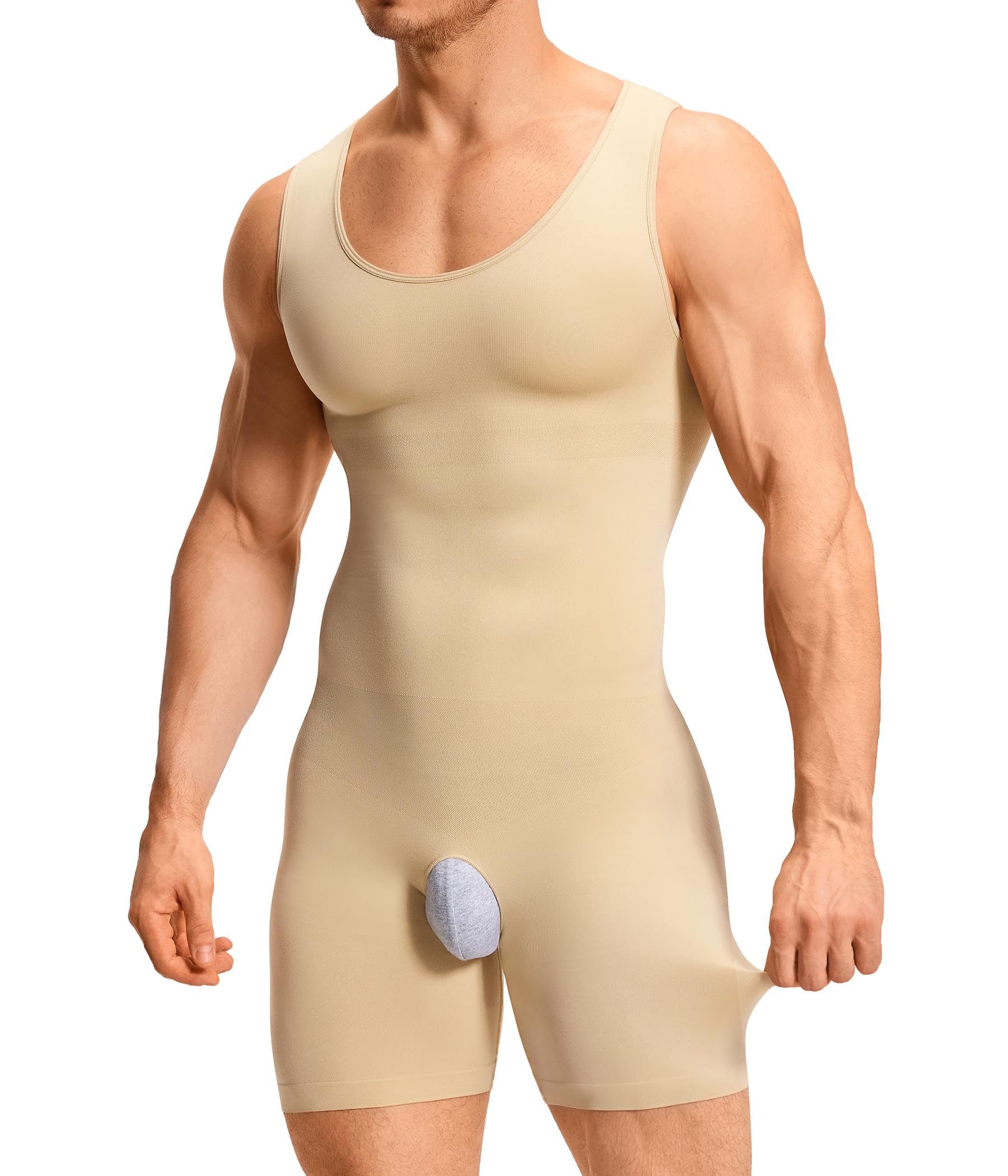 TAILONG Mens Shapewear Tummy Control Bodysuit Sleeveless Compression Shirts - image 1