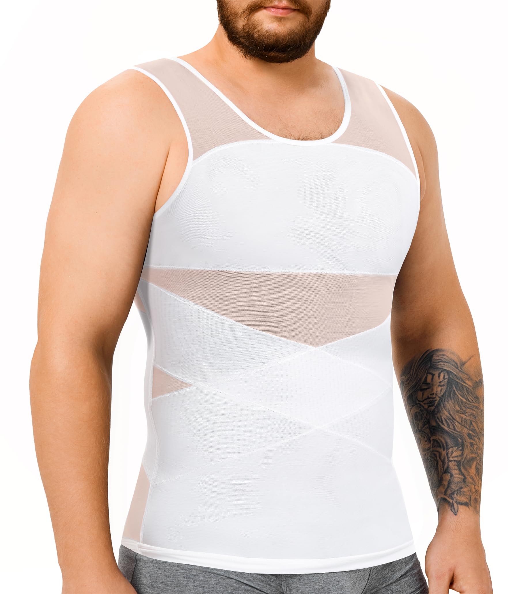 TAILONG Mens Compression Shirt Body Shaper Slimming Shirt Plus Size - image 1