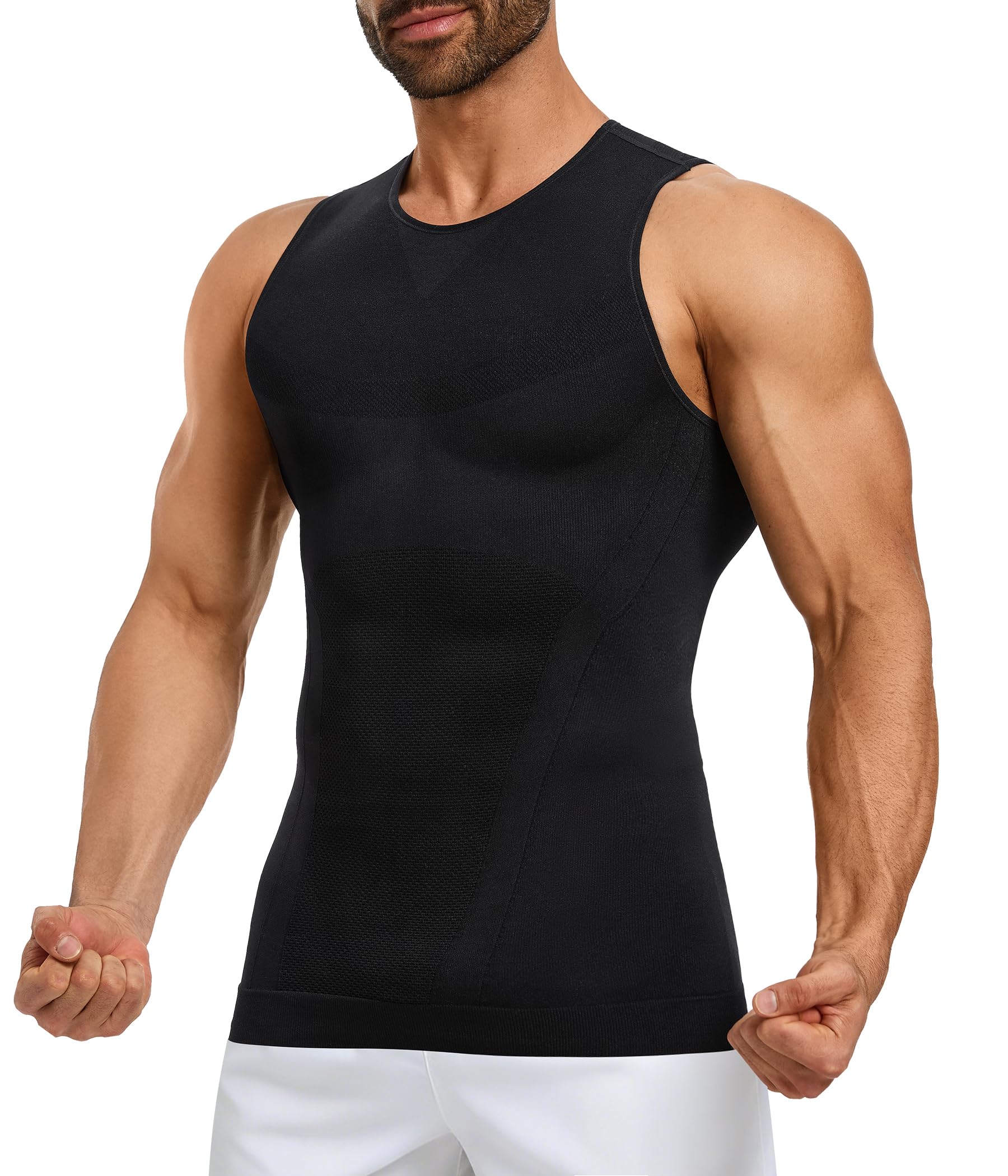 Mens Compression Shirt Seamless Slimming Undershirt for Tummy Control & - image 1