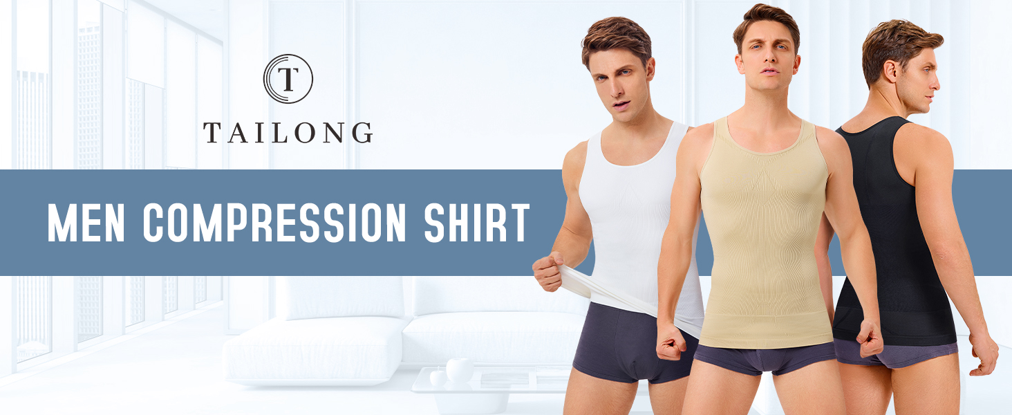 2 Pack Compression Shirt Men Body Shaper Slimming Shirt Tank Top Shapewear Tummy Control Vest