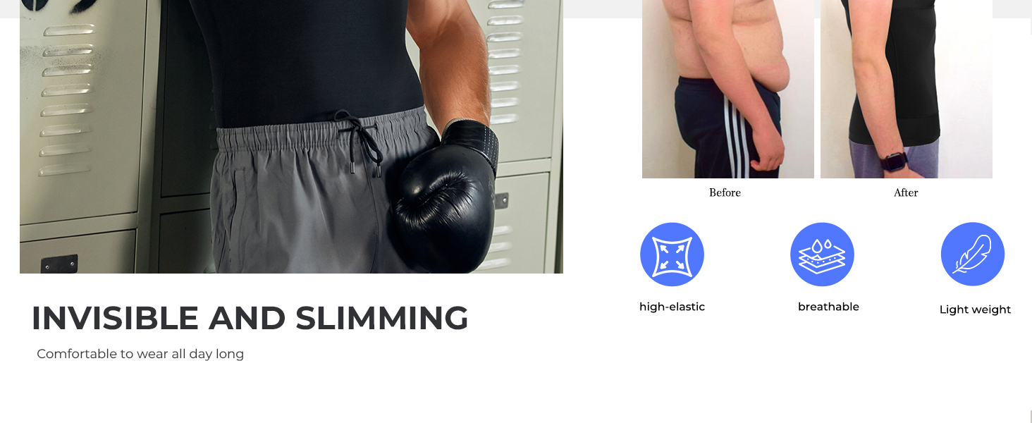 TAILONG Compression Shirt Men Shapewear - Slimming Undershirt Body Shaper Tank Top Workout Shirts