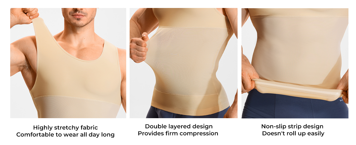 TAILONG Compression Shirt Men Shapewear - Slimming Undershirt Body Shaper Tank Top Workout Shirts
