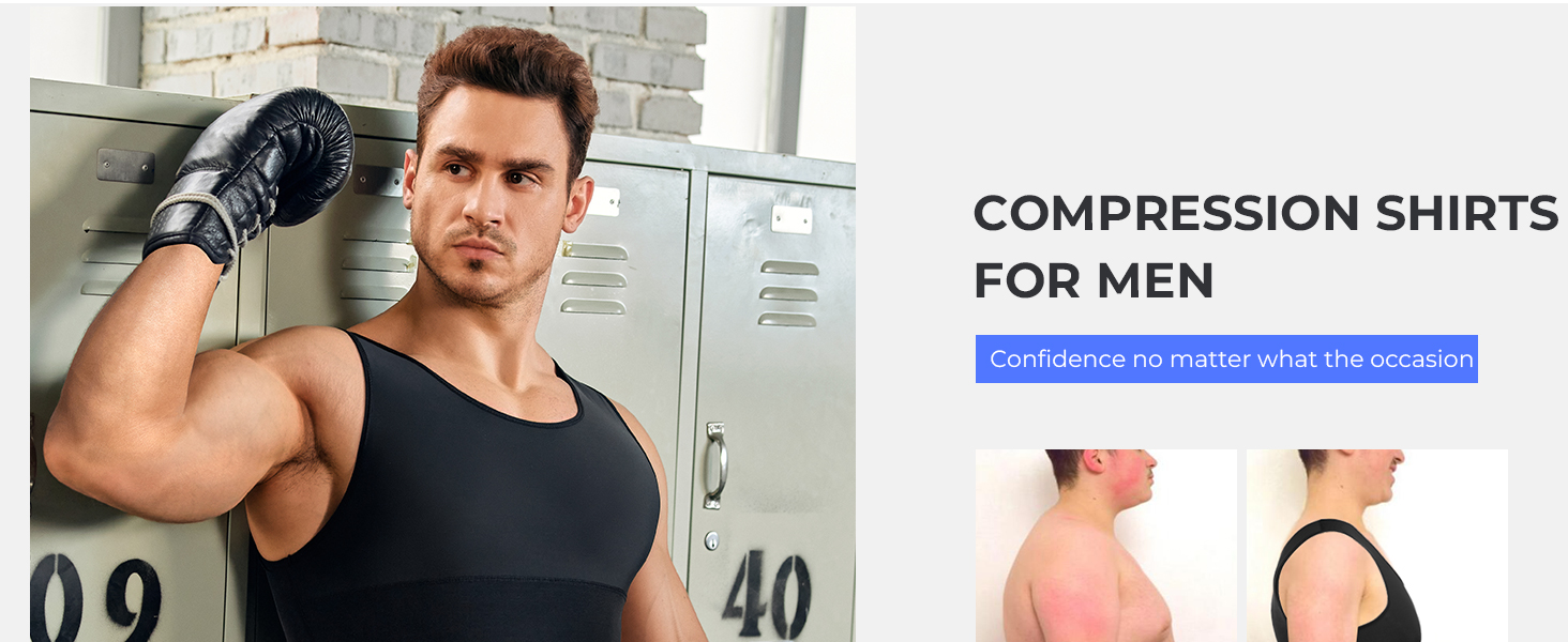 TAILONG Compression Shirt Men Shapewear - Slimming Undershirt Body Shaper Tank Top Workout Shirts