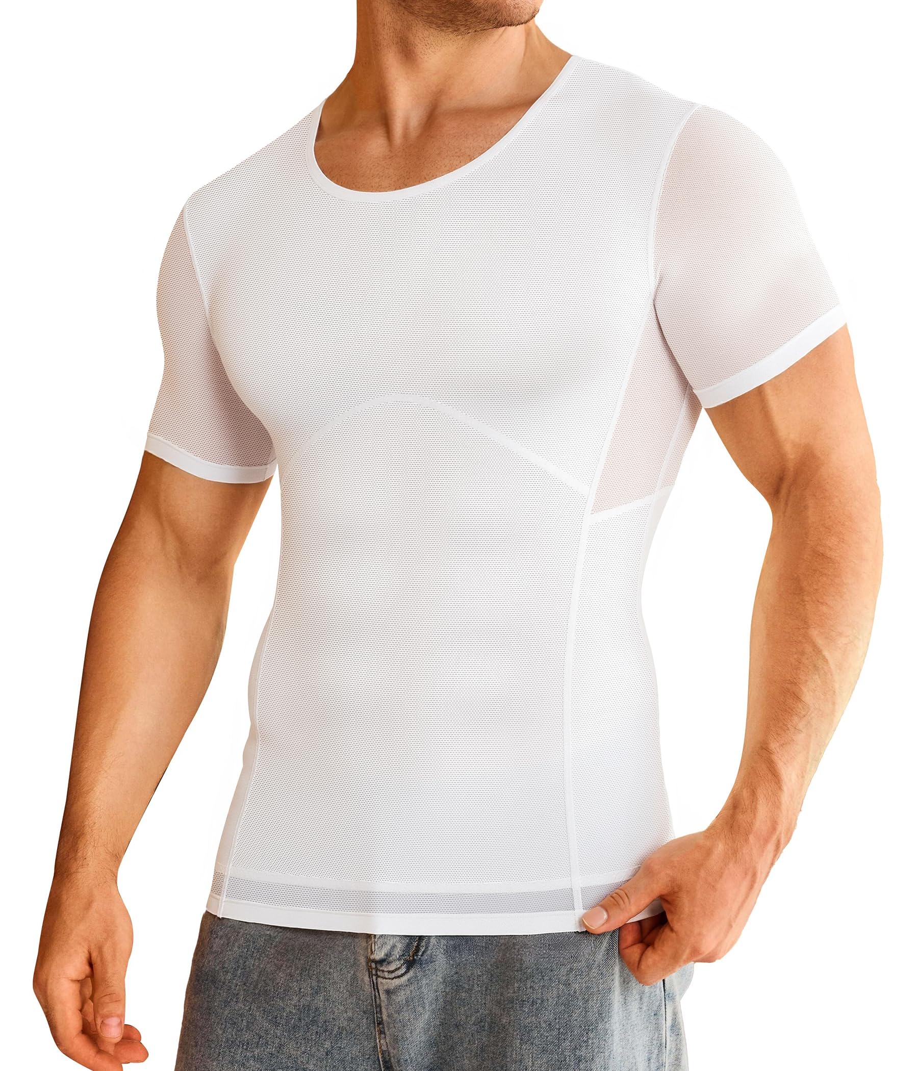 Short Sleeve Compression Shirt Men - Shapewear Slimming Body Shaper Tank - image 1