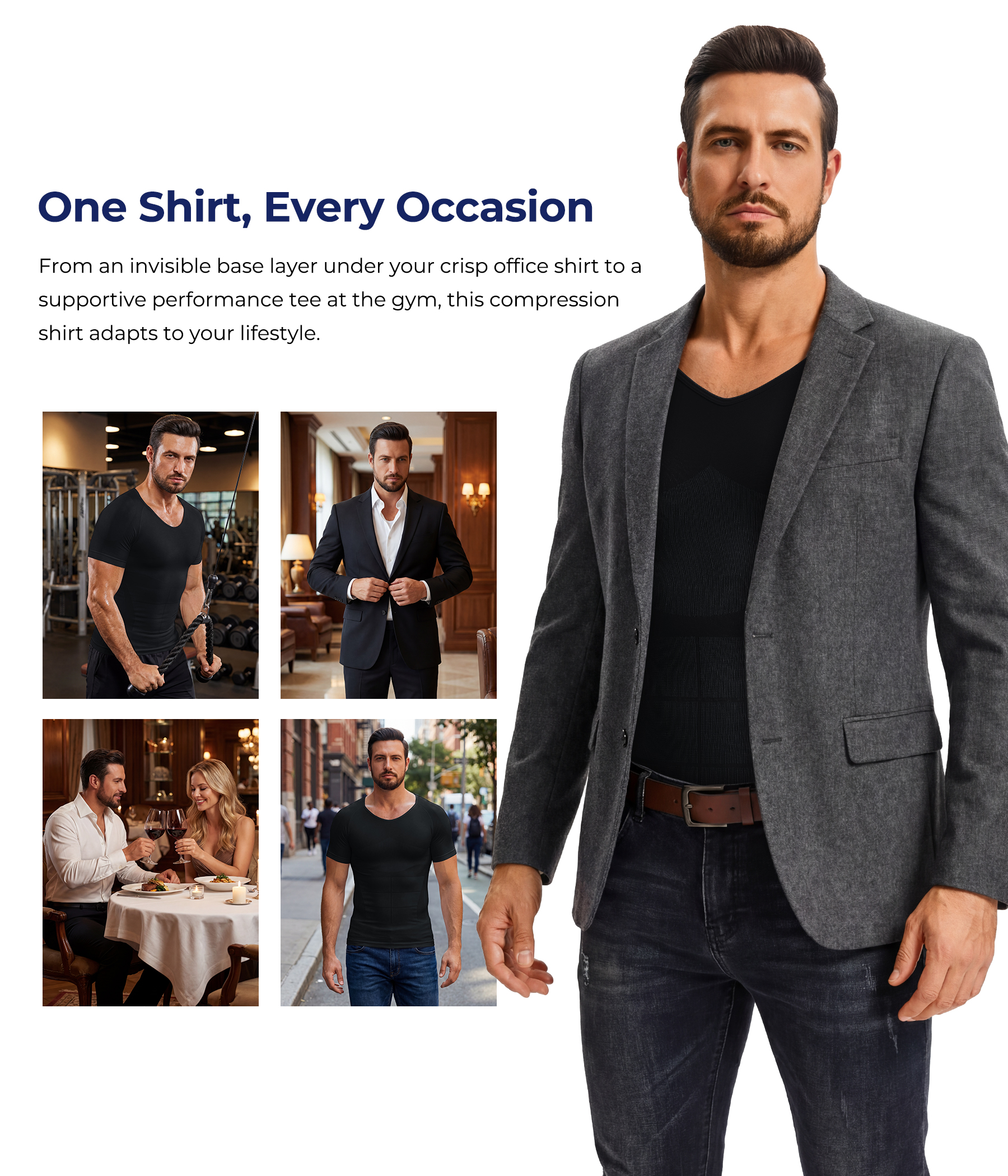 TAILONG Compression Shirt Men Short Sleeve