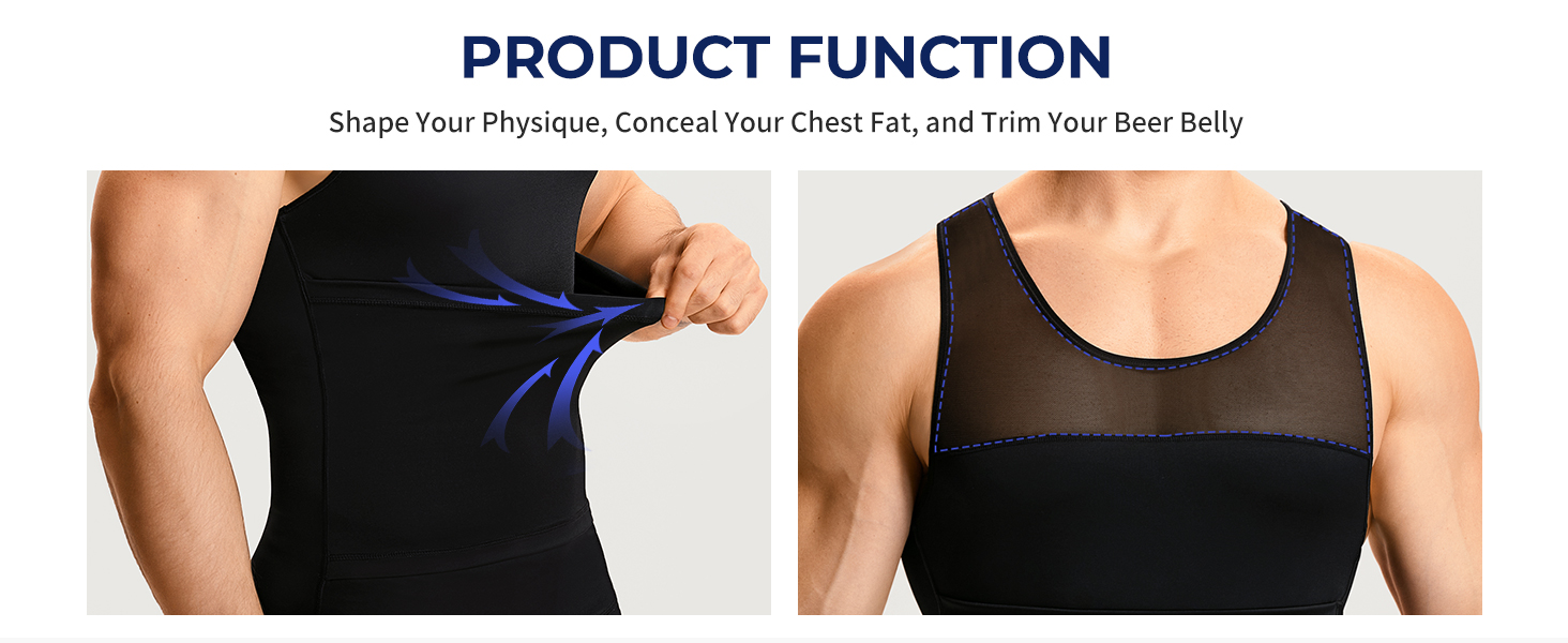 Men Body Shaper Slimming Vest Tight Tank Top Compression Shirt Tummy Control Underwear Moobs Binder