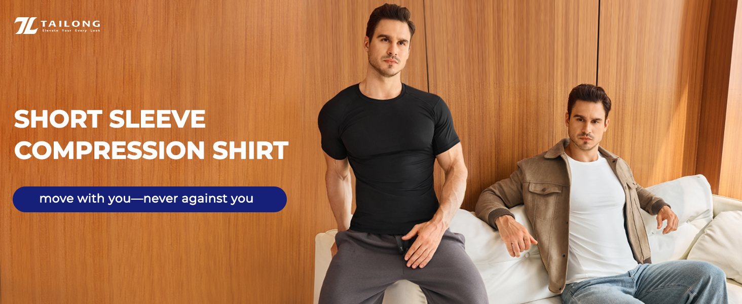 Mens Compression Shirt - Slimming Undershirt Body Shaper, Short Sleeve Shapewear Tank Top for Workout Athletic