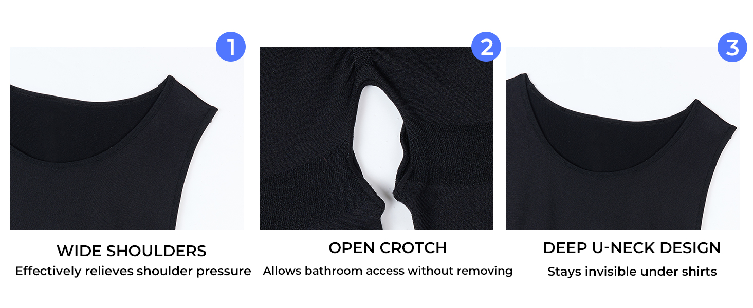 Mens Shapewear Tummy Control Bodysuit Slimming Tank Top Full Body Shaper Sleeveless Compression Shirts
