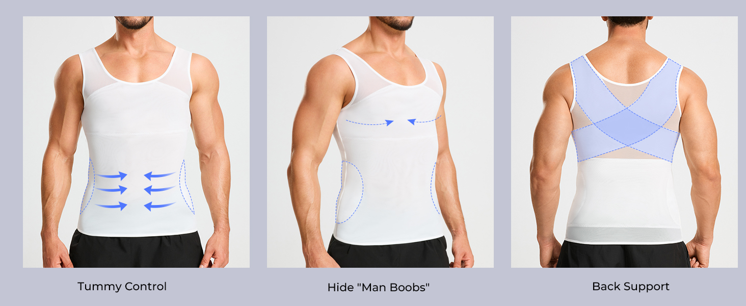 Compression Shirt Men Shapewear Slimming Body Shaper Vest Workout Tank Top Undershirt