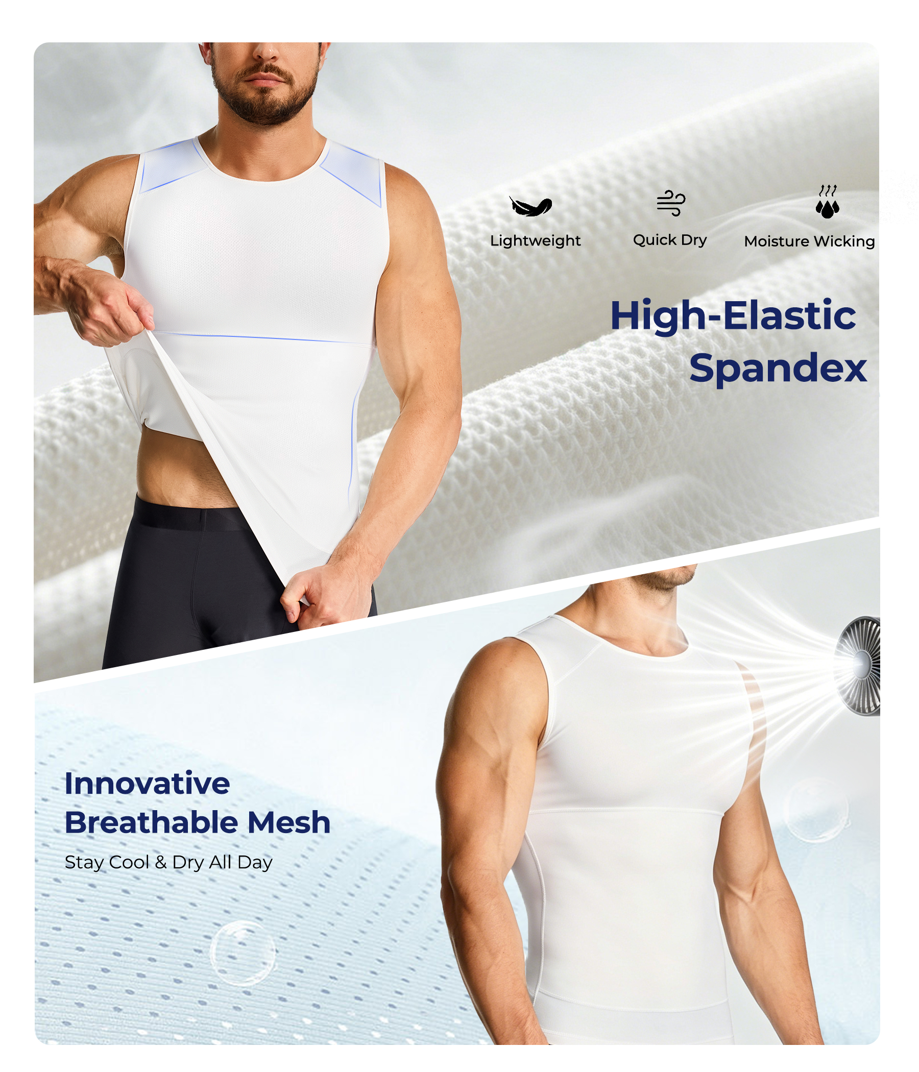 TAILONG Compression Shirt Men Shapewear - Instant Slimming Undershirt for Gynecomastia
