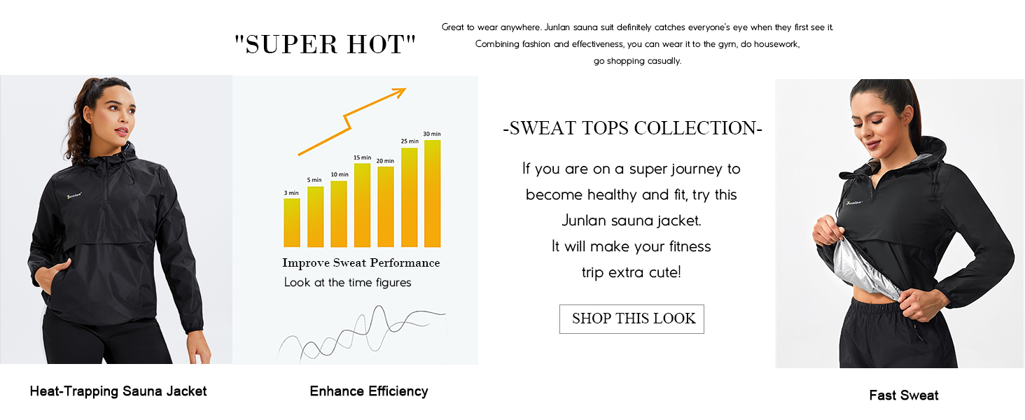 Junlan Sauna Suit for Women Sweat Jacket Gym Workout Vest Sweat Suits