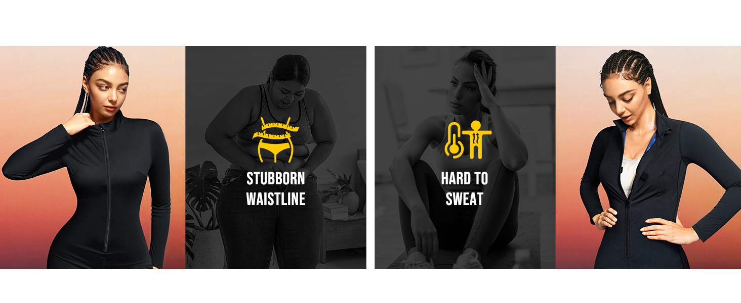 Junlan Sauna Suit Women Waist Trainers for Women Full Body Sauna Sweat Suit