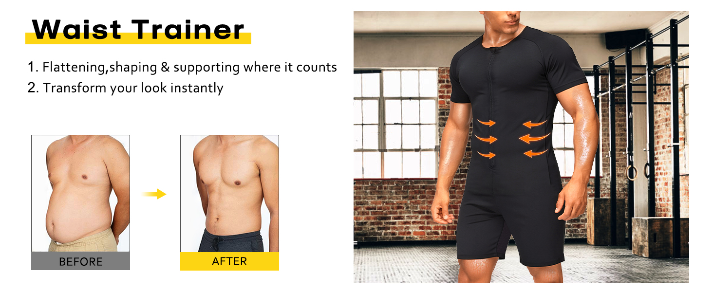 Junlan Sauna Suit for Men Full Body Waist Trainer Sauna Shirt for Working Out