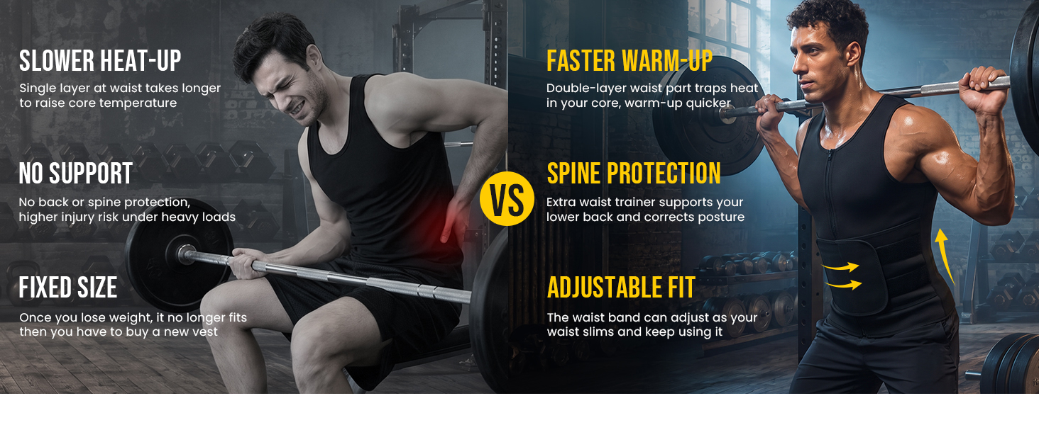 Junlan Waist Trainer Mens Sauna Suit Shirt Sweat Vest Weight Loss Gym Faja