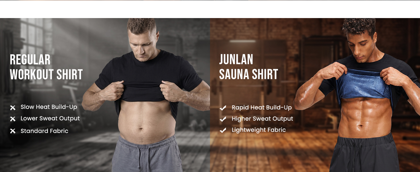 Junlan Sauna Shirt for Men Waist Trainer Vest Gym Top for Running Training