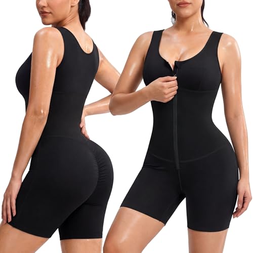 Junlan Sauna Suit Women Full Body Sleeveless Jumpsuit Zipper Waist - image 2