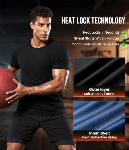 Junlan Sauna Shirt for Men Waist Trainer Vest Gym Top for Running - image 4