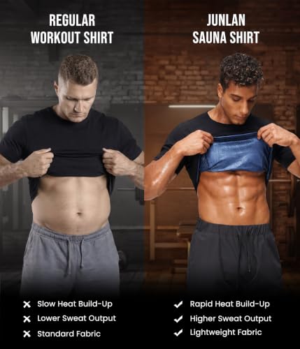 Junlan Sauna Shirt for Men Waist Trainer Vest Gym Top for Running - image 6