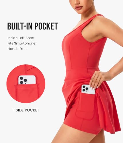 Junlan Sauna Suit Women Workout Dress Built-in Shorts Back V-Neck 2-in-1 - image 4