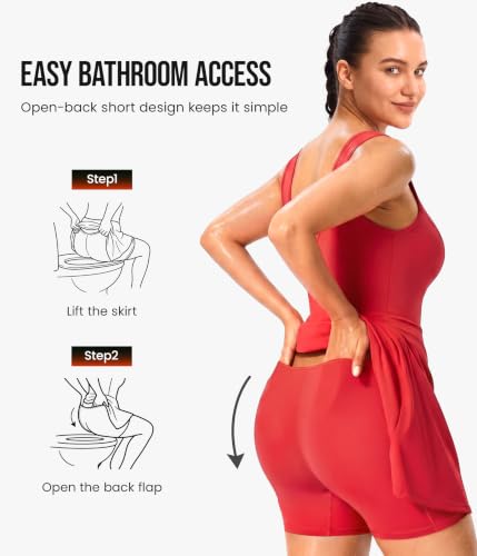 Junlan Sauna Suit Women Workout Dress Built-in Shorts Back V-Neck 2-in-1 - image 3
