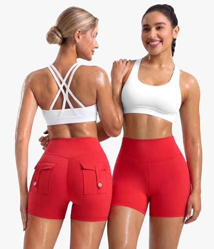 Junlan Sauna Suit Women High Waisted Sweat Shorts Cargo Pockets 4.5" - image 3