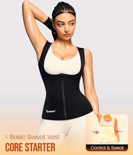 Junlan Sauna Suit Vest Waist Trainer for Women Zipper Sweat Tank Top - image 3
