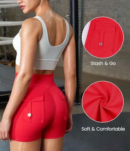 Junlan Sauna Suit Women High Waisted Sweat Shorts Cargo Pockets 4.5" - image 5