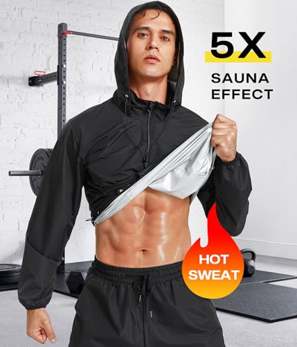 Junlan Sauna Jacket for Men Sweat Jacket Zipper Hoodie Sauna Suit for - image 3