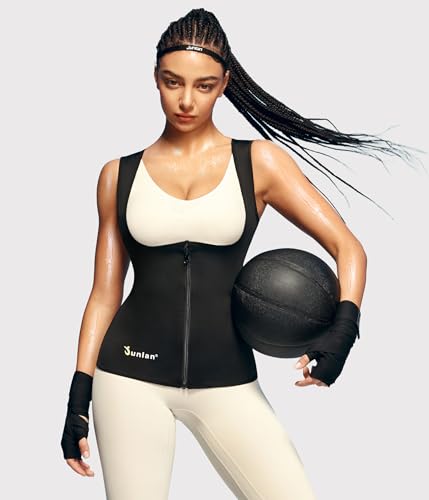 Junlan Sauna Suit Vest Waist Trainer for Women Zipper Sweat Tank Top - image 6
