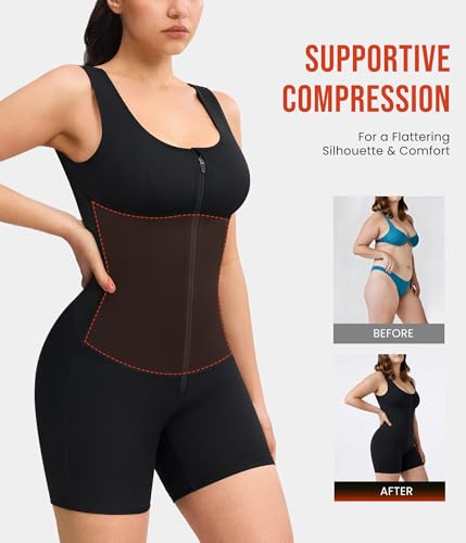 Junlan Sauna Suit Women Full Body Sleeveless Jumpsuit Zipper Waist - image 3