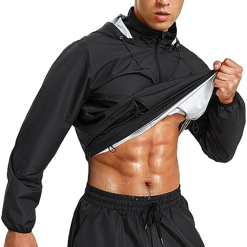 Junlan Sauna Jacket for Men Sweat Jacket Zipper Hoodie Sauna Suit for - image 2