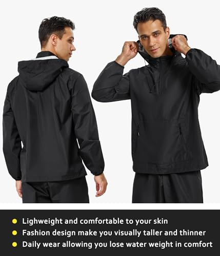 Junlan Sauna Jacket for Men Sweat Jacket Zipper Hoodie Sauna Suit for - image 6