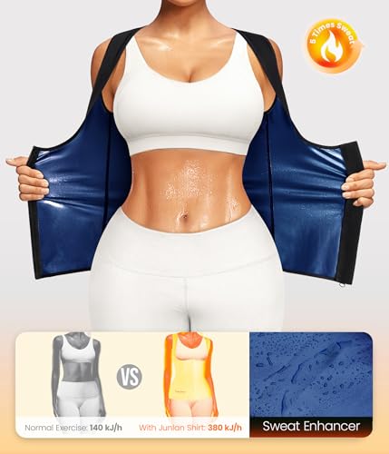 Junlan Sauna Suit Vest Waist Trainer for Women Zipper Sweat Tank Top - image 5