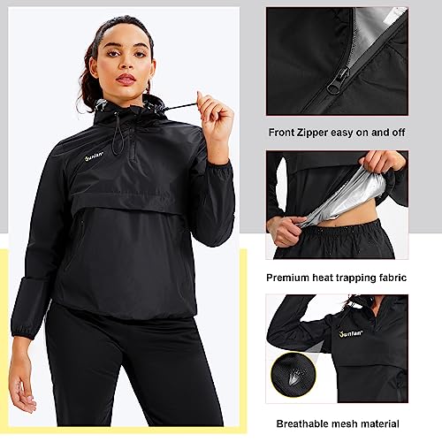 Junlan Sauna Suit for Women Sweat Jacket Gym Workout Vest Sweat Suits - image 3