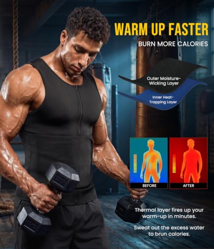 Junlan Waist Trainer Mens Sauna Suit Shirt Sweat Vest Weight Loss Gym - image 4