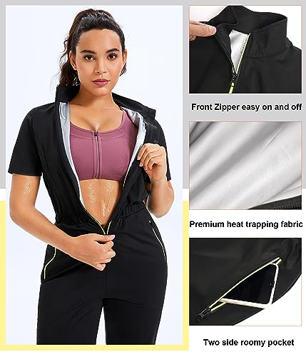 Junlan Sauna Suit Women Full Body Sweat Suit Workout Jumpsuit Sauna - image 4