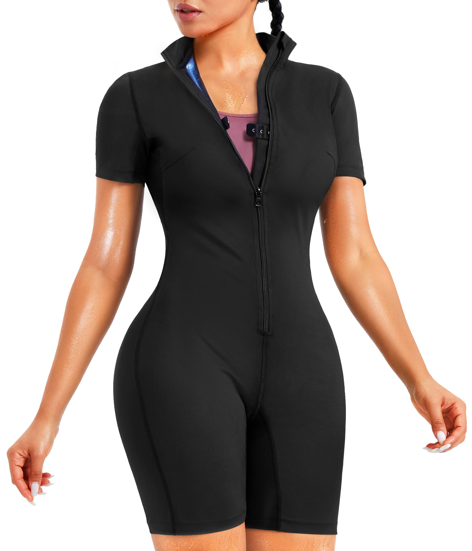 Junlan Sauna Suit Women Full Jumpsuit Waist Trainers for Women Belly Fat - image 1