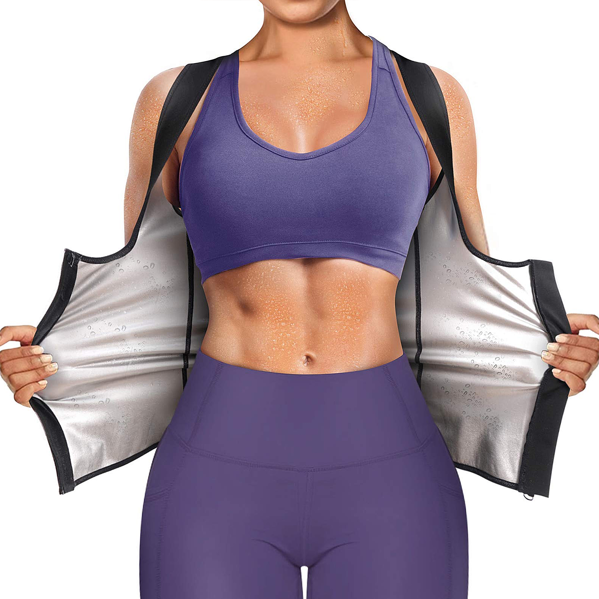 Junlan Sauna Suit for Women Sweat Jacket Gym Workout Vest Sweat Suits