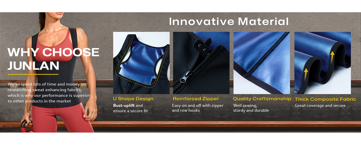 Junlan Waist Trainer for Women Sauna Suit Sweat Vest Trimmer for Working Out