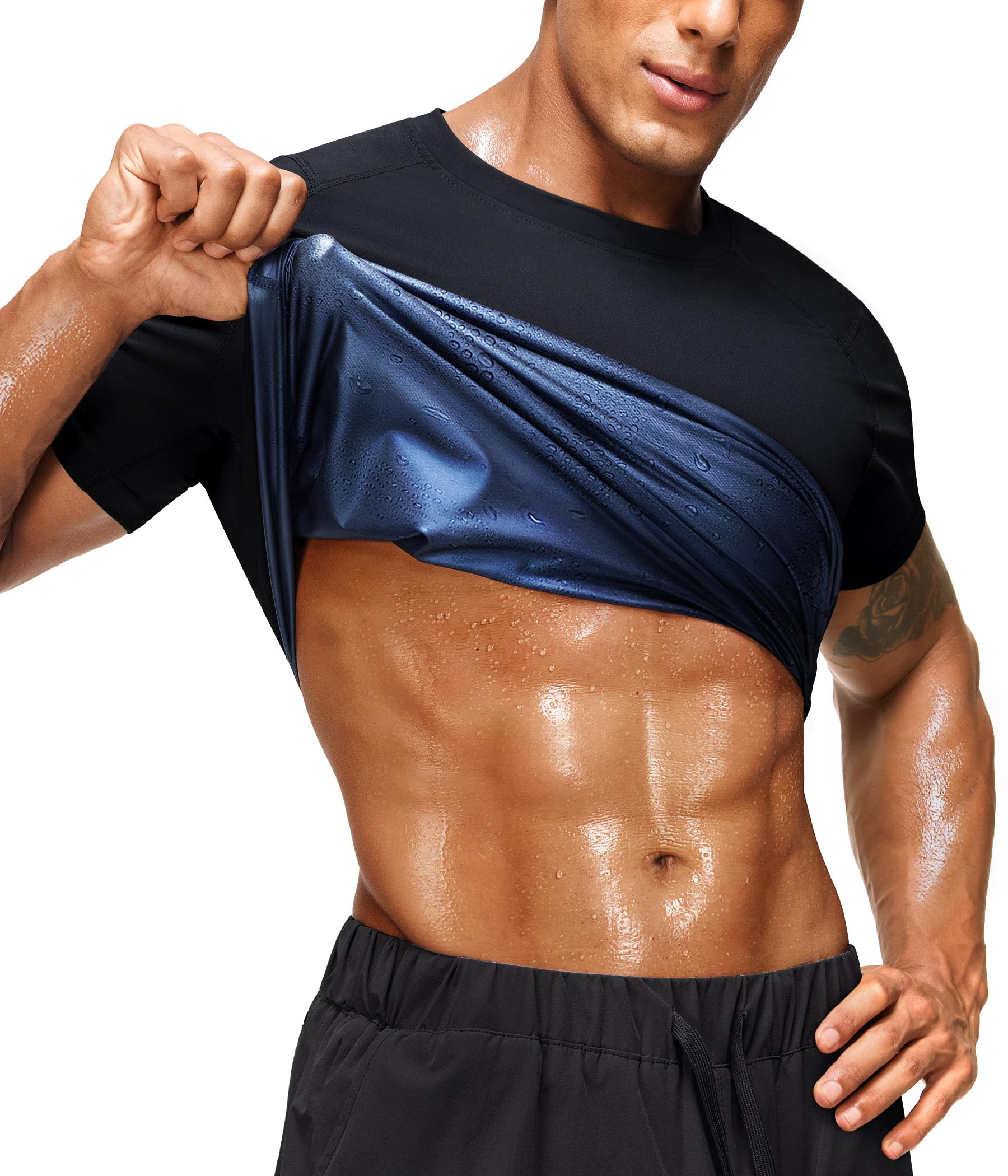 Junlan Sauna Shirt for Men Waist Trainer Vest Gym Top for Running - image 1