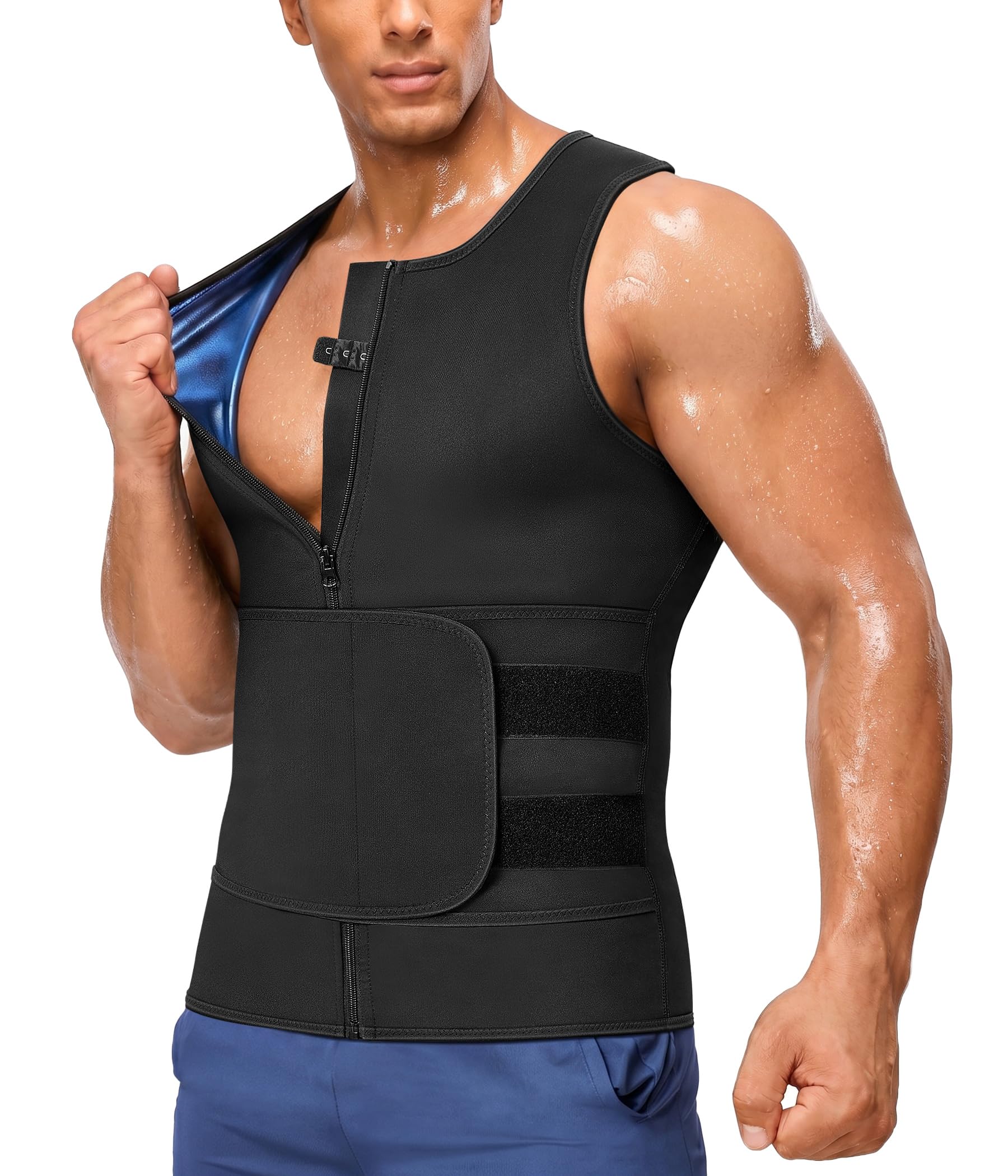 Junlan Waist Trainer Mens Sauna Suit Shirt Sweat Vest Weight Loss Gym - image 1