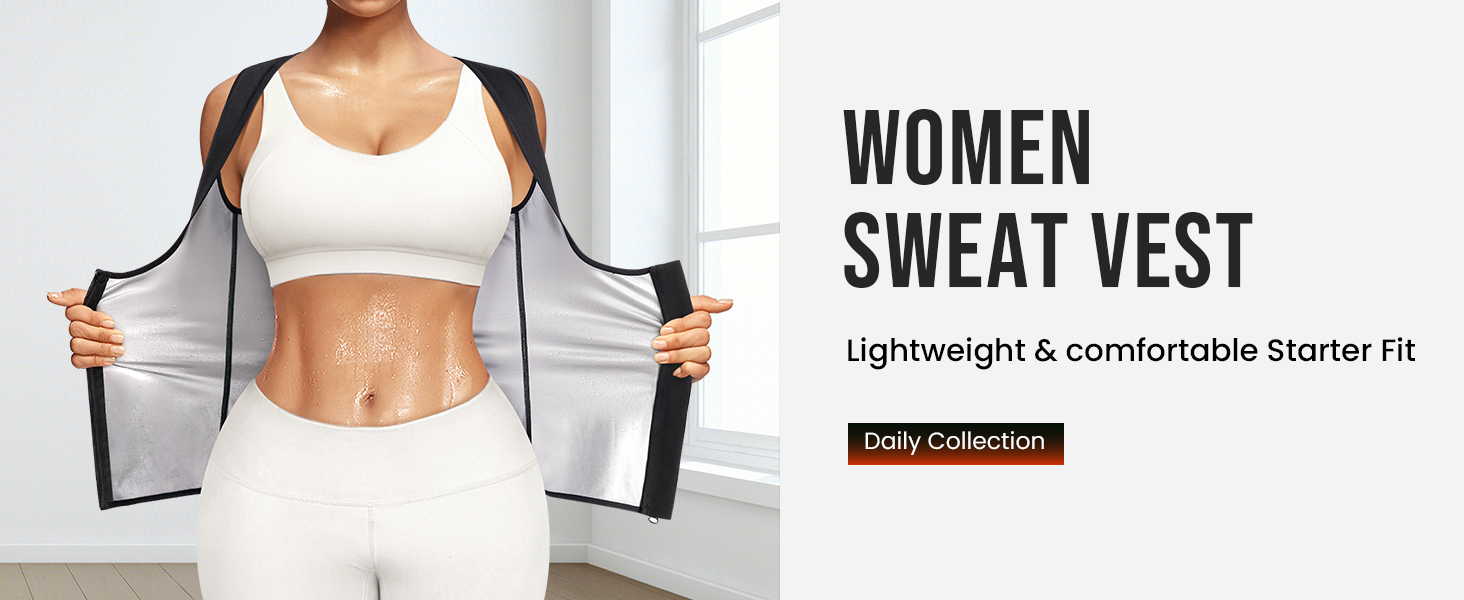 Junlan Sauna Suit Vest Waist Trainer for Women Zipper Sweat Tank Top Shaper