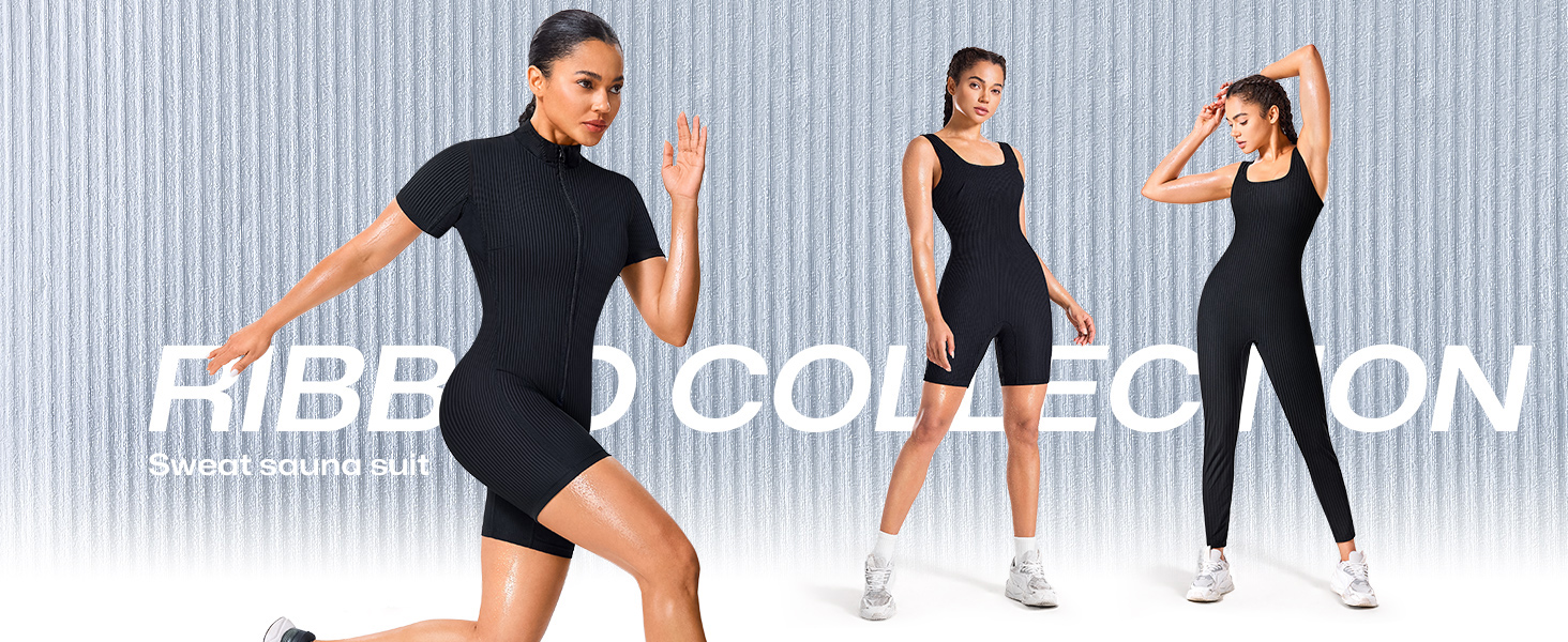 Junlan Waist Trainer Sauna Suit for Women Ribbed Full Body Sweat Suit Shirt