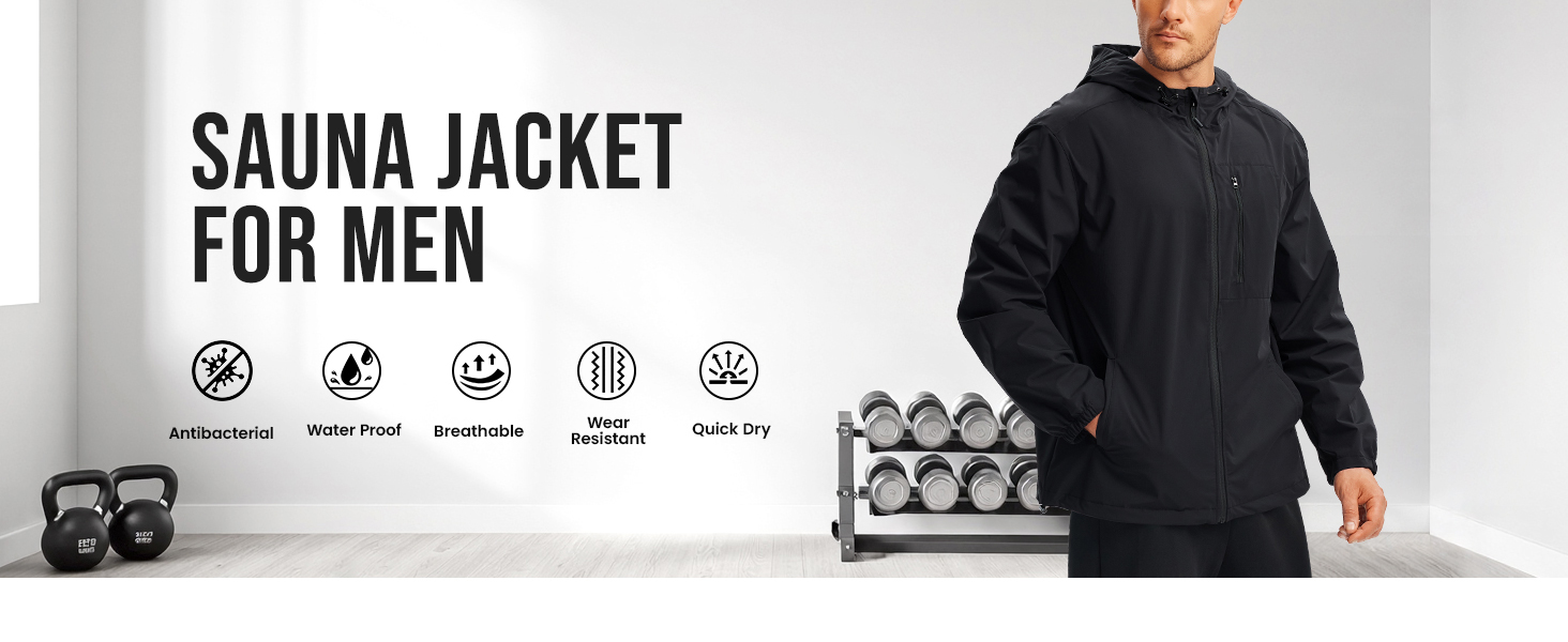 Junlan Sauna Suit for Men - Sweat Suit Sauna Jacket for Gym Workout