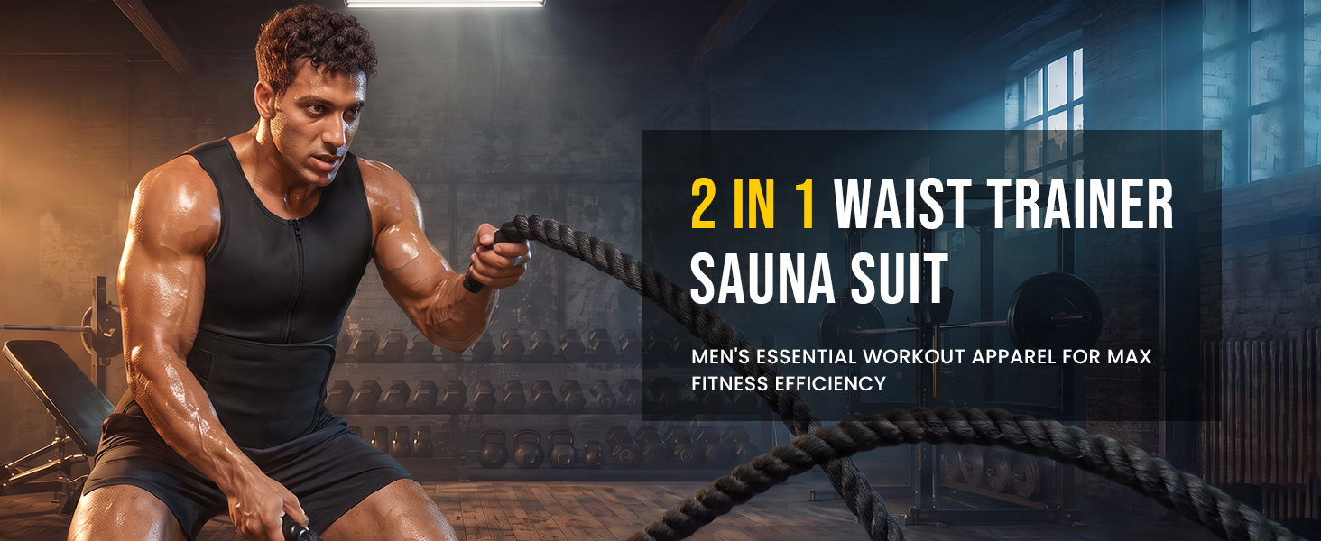 Junlan Waist Trainer Mens Sauna Suit Shirt Sweat Vest Weight Loss Gym Faja