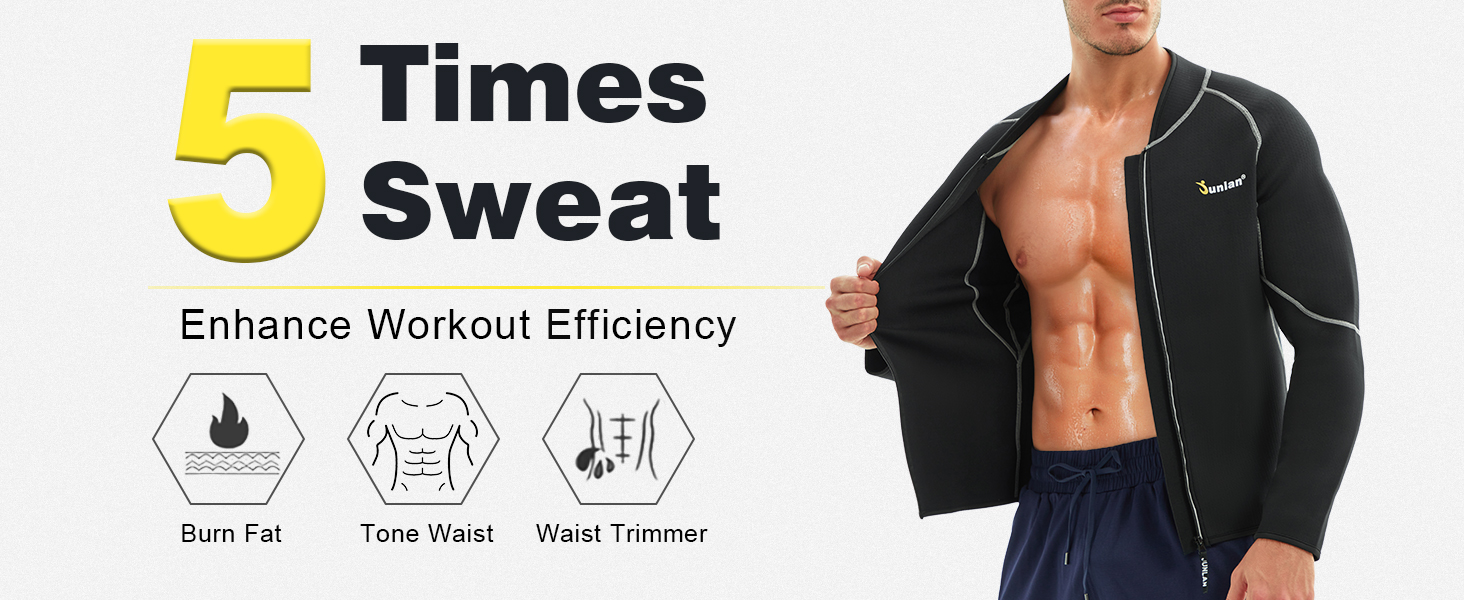 Men Sweat Neoprene Weight Loss Sauna Suit Workout Shirt Body Shaper Fitness Jacket Gym Top Clothes Shapewear Long Sleeve