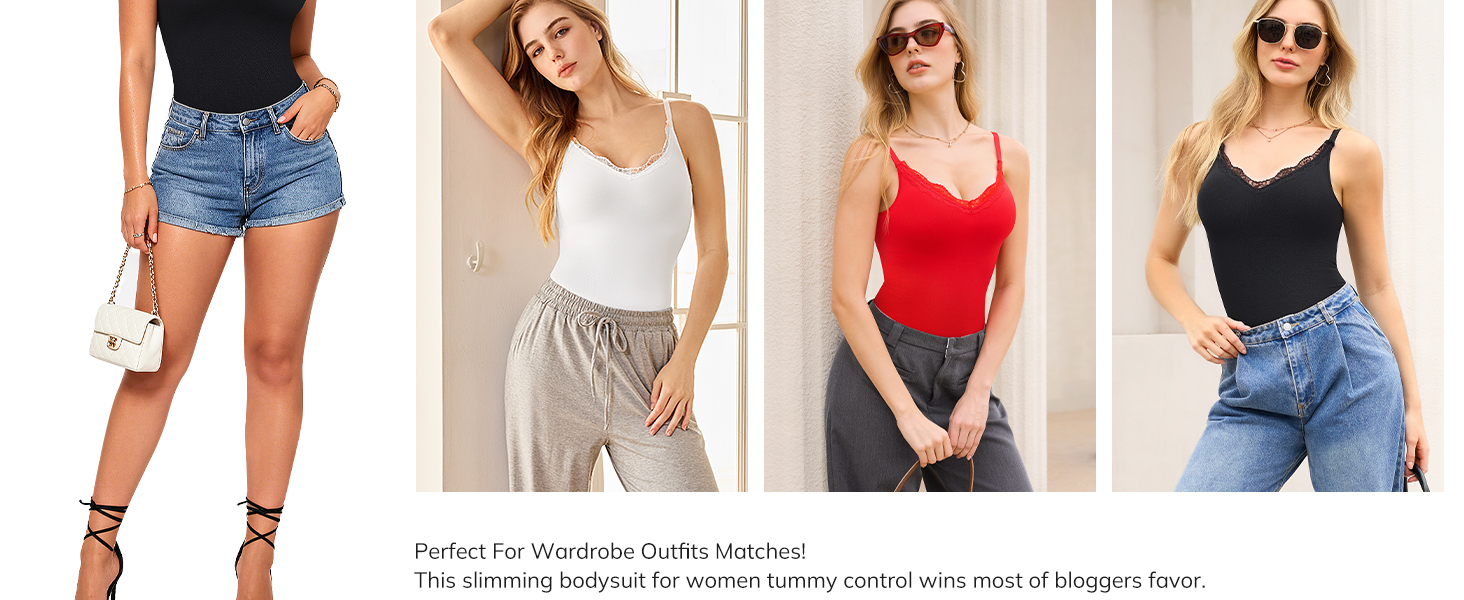 LODAY Compression Tanks for Women Shapewear Tummy Control Lace Camisole Top